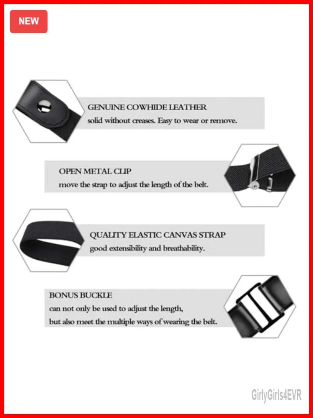 Invisible Elastic Belt No Buckle Stretch Belt for Jeans